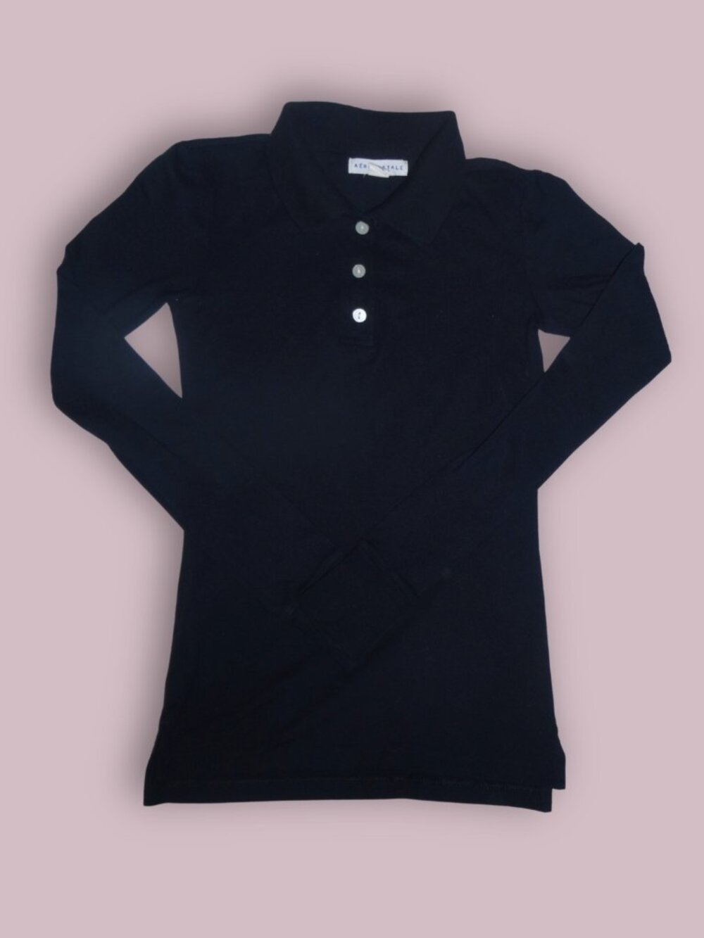 Aeropostale Long Sleeve Uniform Piqué Polo Buttons and Collar XS